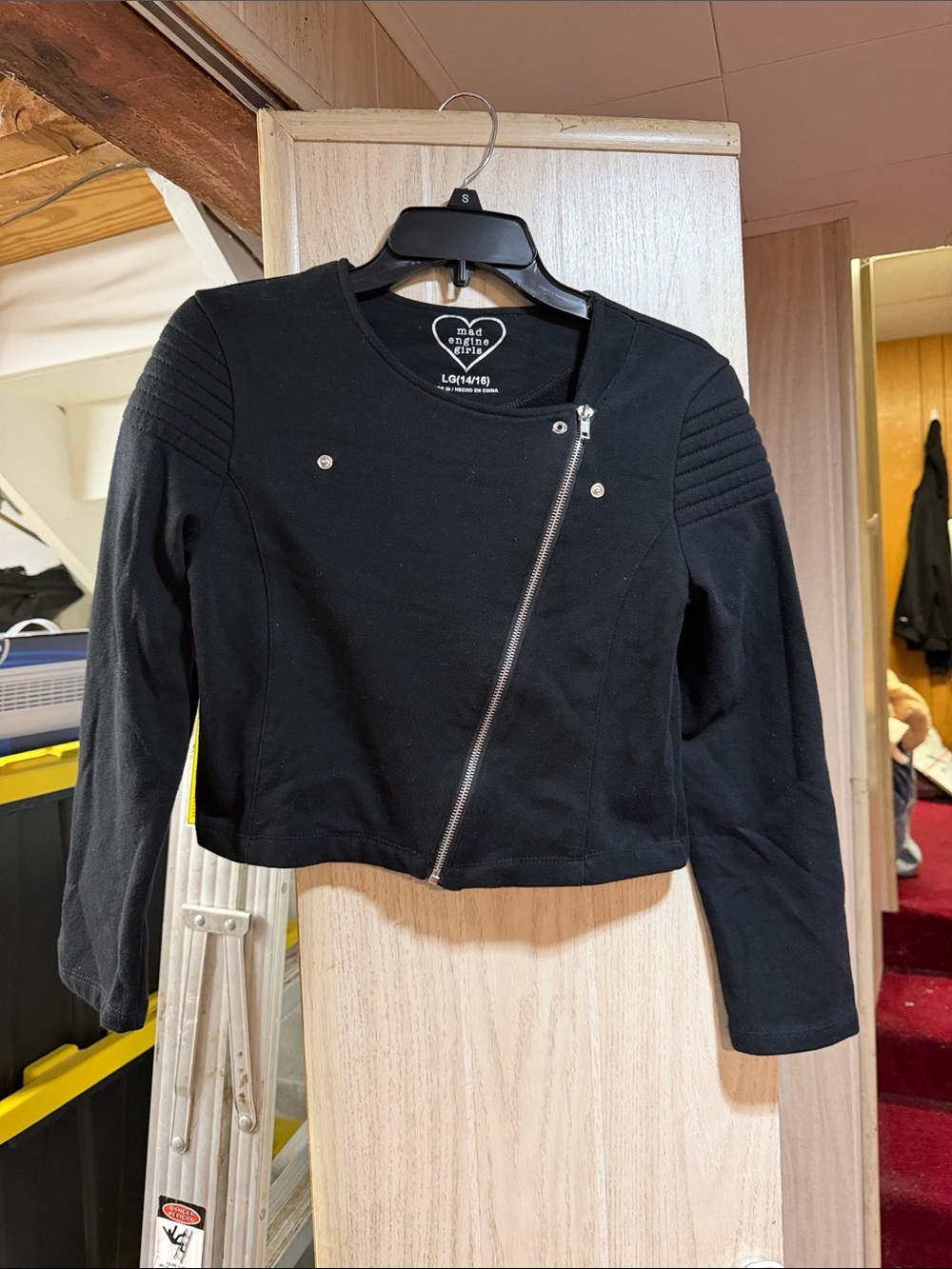 MAD Engine Black Cropped Asymmetrical Zip Jacket